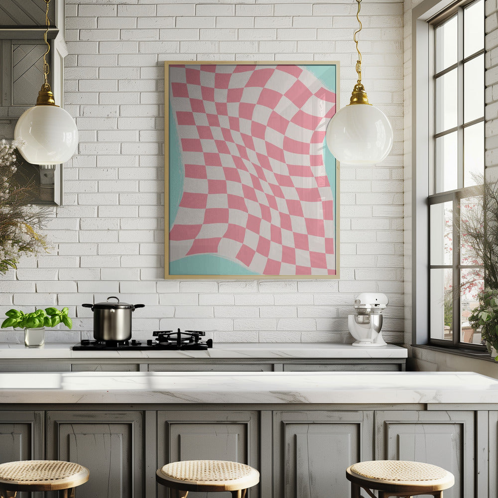 Pink Checker Cloth Poster