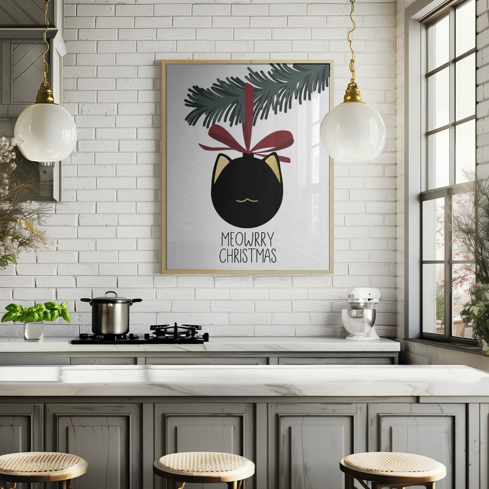 Meowrry Christmas bauble (black, white) Poster