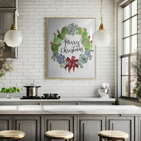 Cacti and succulent merry Christmas wreath Poster