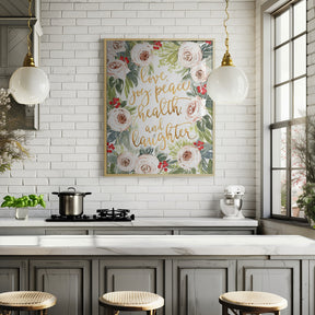 Holiday wishes with roses and berries Poster