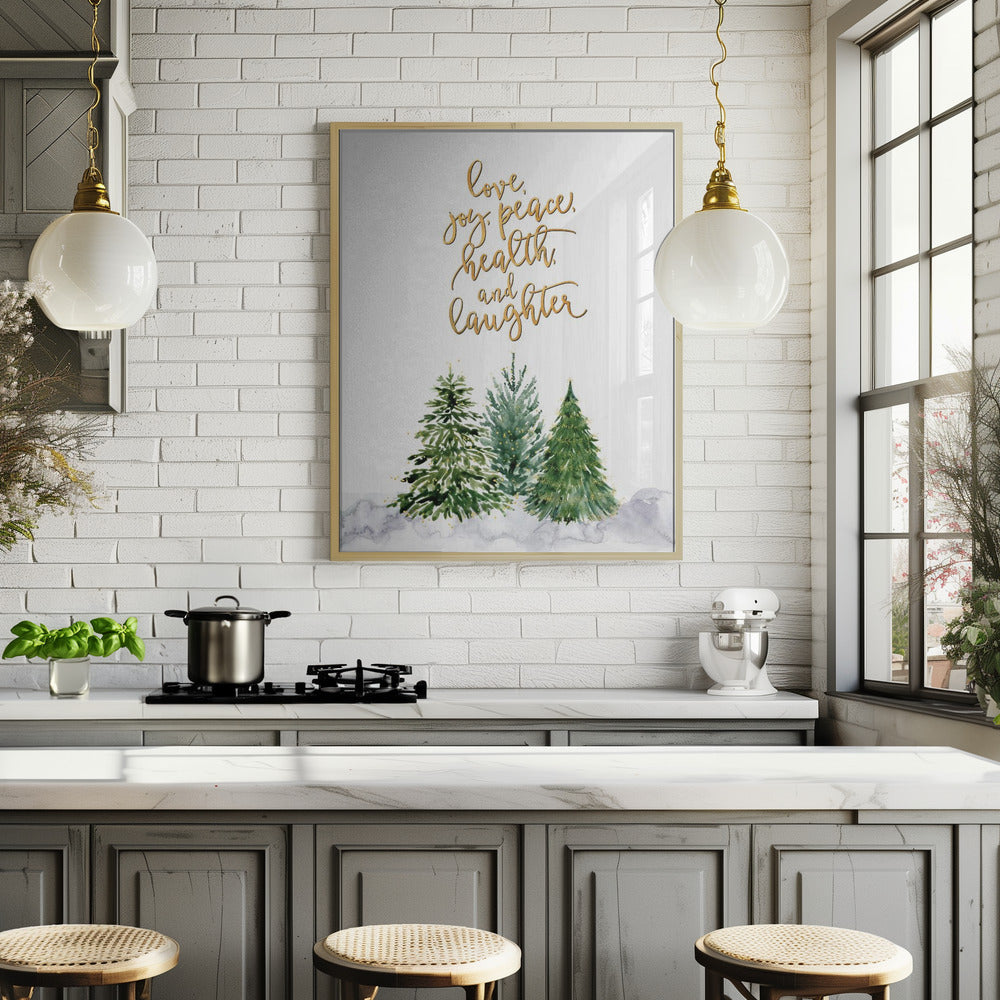 Christmas trees with holiday wishes Poster