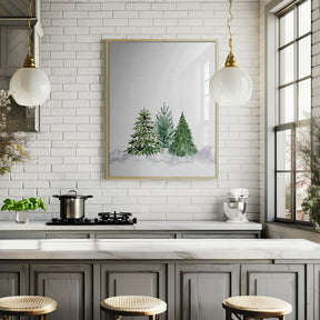 Three watercolor pine trees Poster