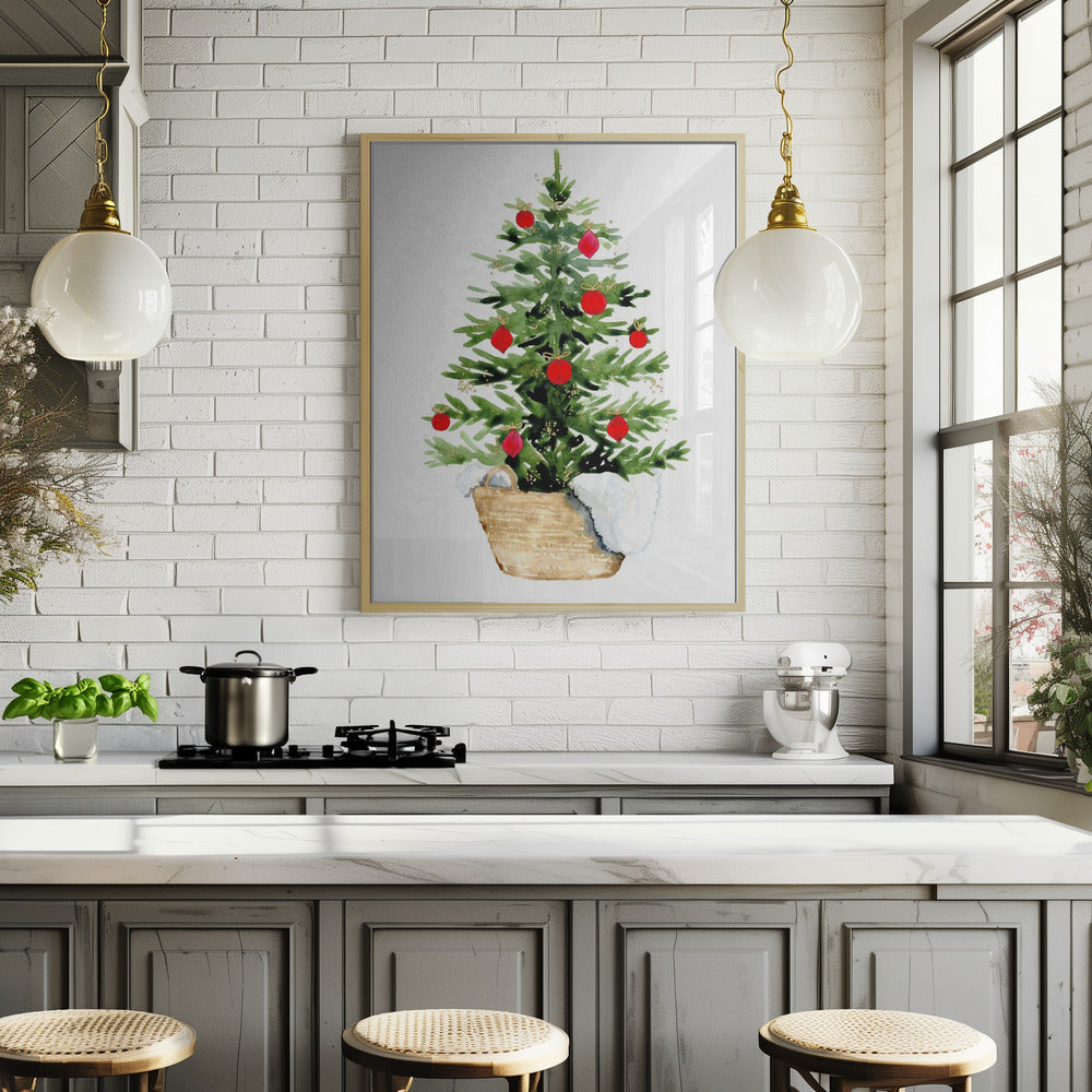 Cozy watercolor Christmas tree Poster