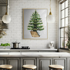 Cozy watercolor Christmas tree (2) Poster