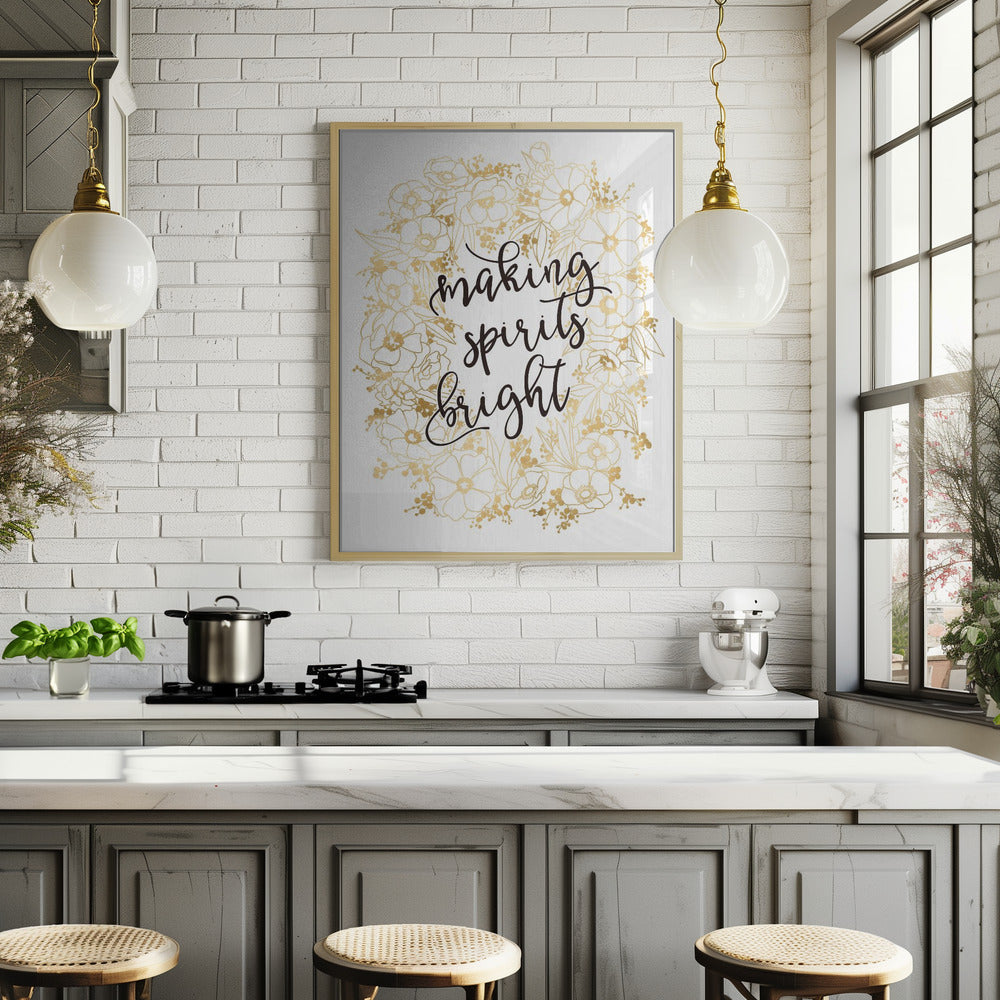 Making spirits bright with gold flowers Poster