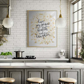 Holiday wishes with gold flowers Poster