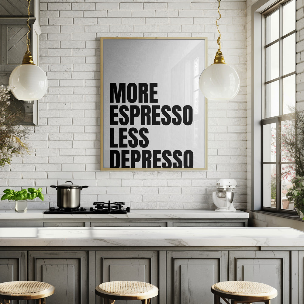 More Espresso Less Depresso - White Poster