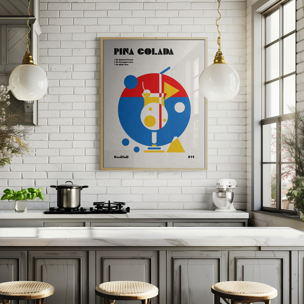 Pina Colada Bauhaus Cocktail Poster