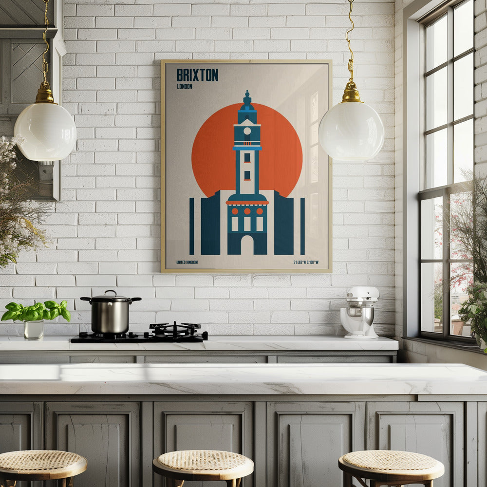 Brixton Tower Retro Travel Print Poster