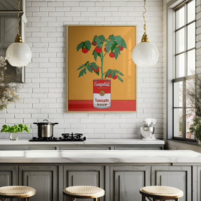 Campbells Soup Tomato Plant Retro Illustration Poster