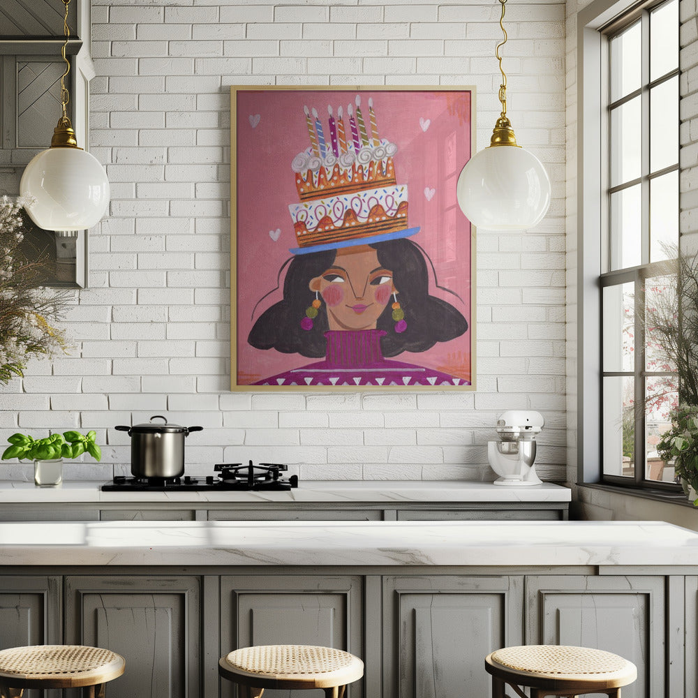 Woman with pie Poster