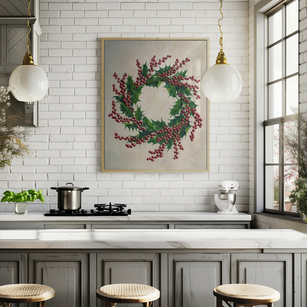 Holly wreath Poster