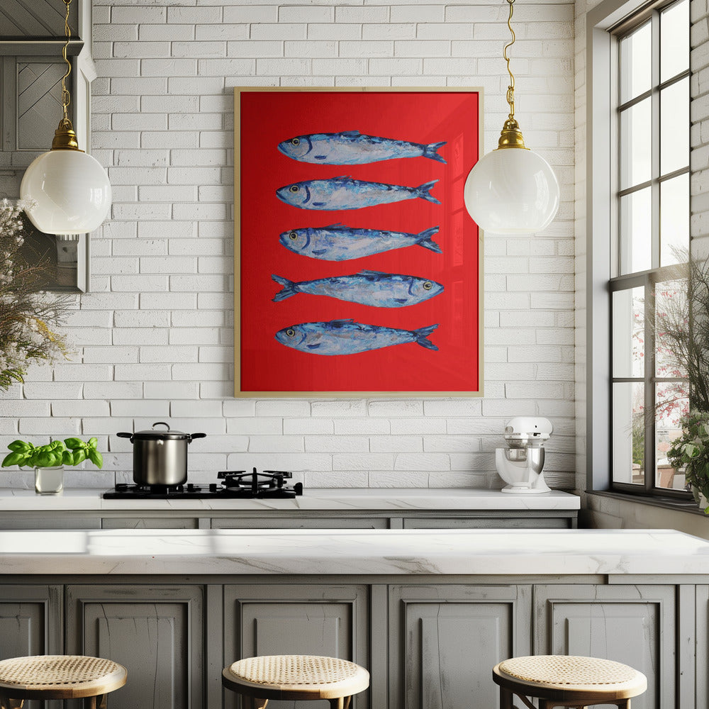 Sardines Berry Red Poster