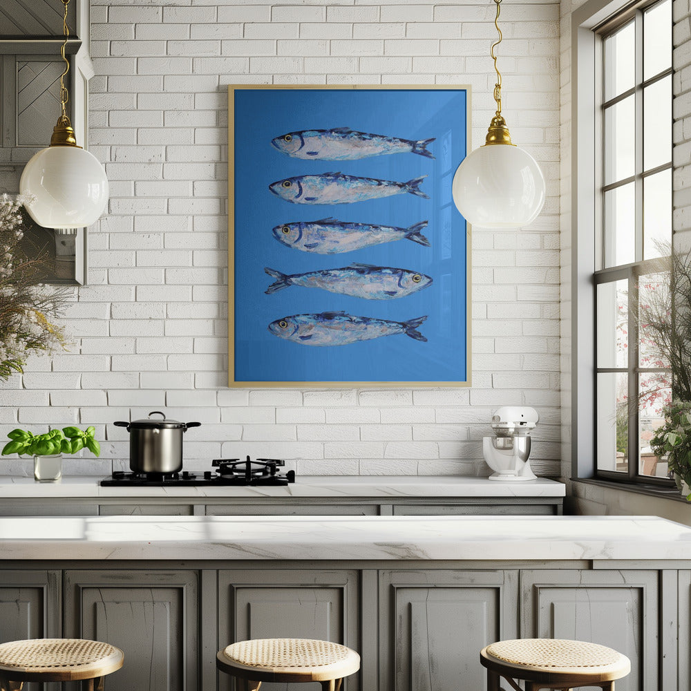 Sardines on Blue Poster