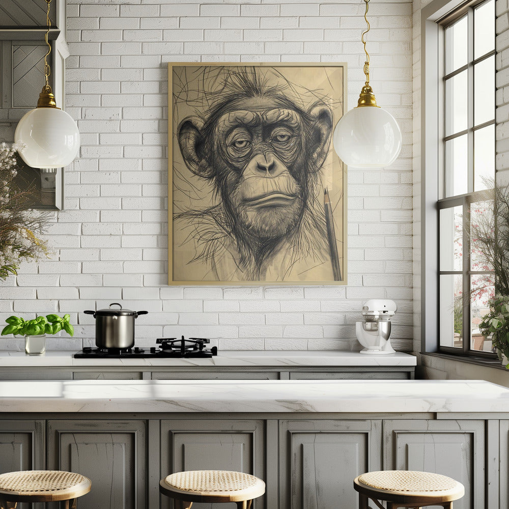 Monkey drawing Poster