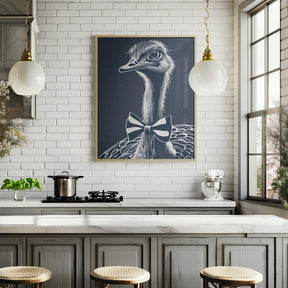 Ostrich with bow tie Poster