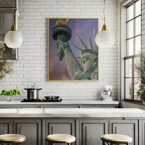 NEW YORK CITY Statue of Liberty at sunset Poster