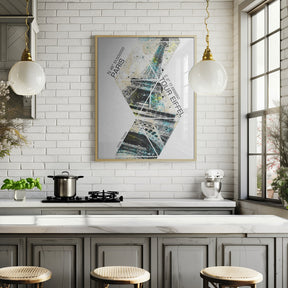 Modern Art Eiffel Tower Coordinates Poster