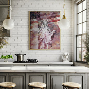 Modern Art STATUE OF LIBERTY - red Poster