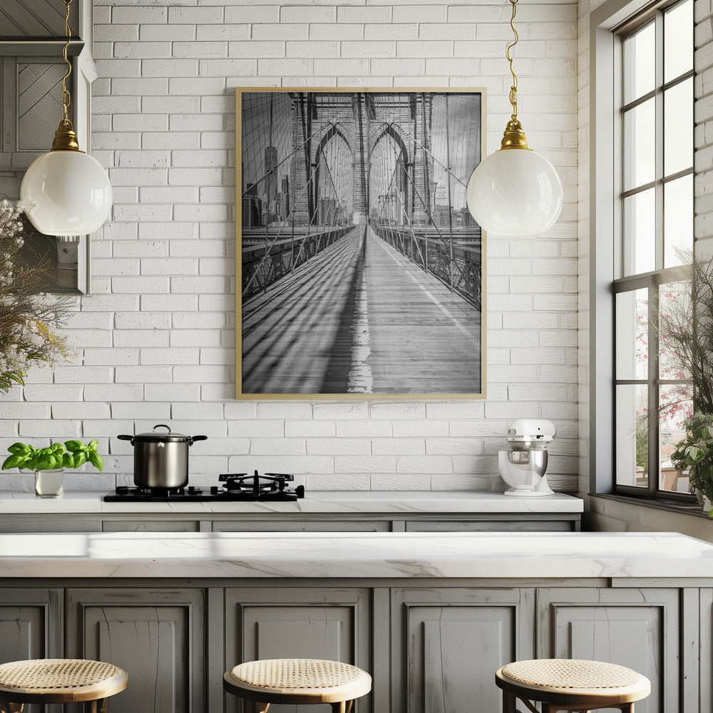 NEW YORK CITY Brooklyn Bridge - upright slim panorama Poster