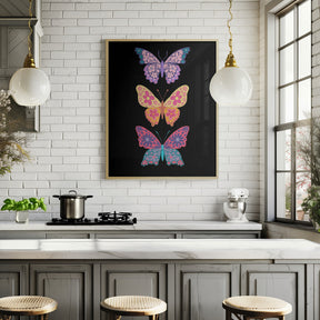 Colorful floral butterflies III Poster