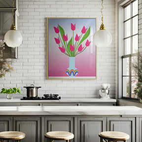 Tulips in the rainbow vase Poster