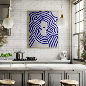 Berit in beige and indigo blue Poster