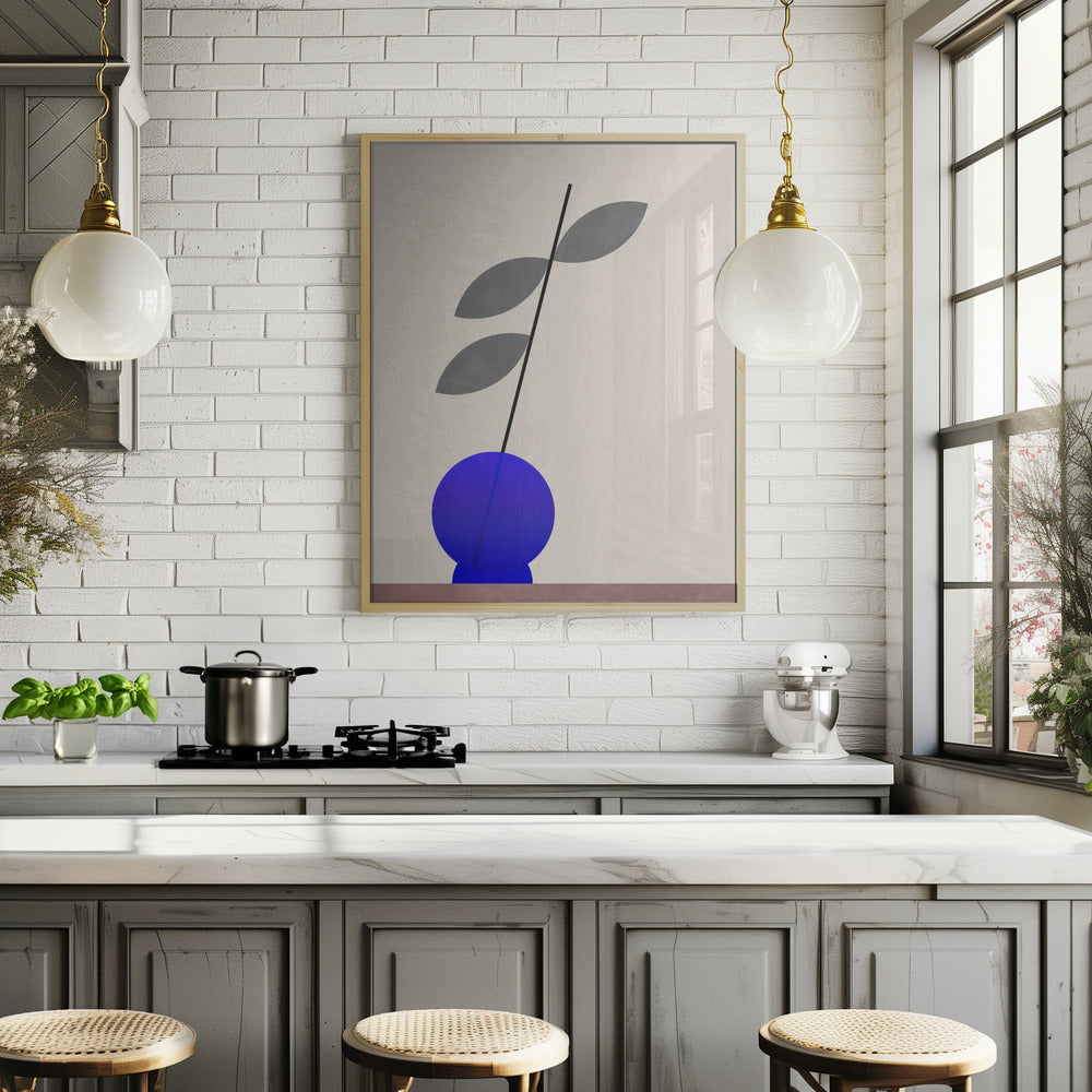 Blue round vase Poster