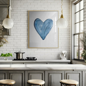 Watercolor heart blue Poster