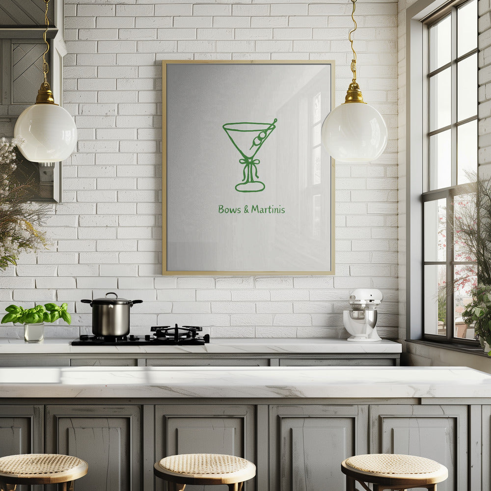 Green Bows and Martinis Poster