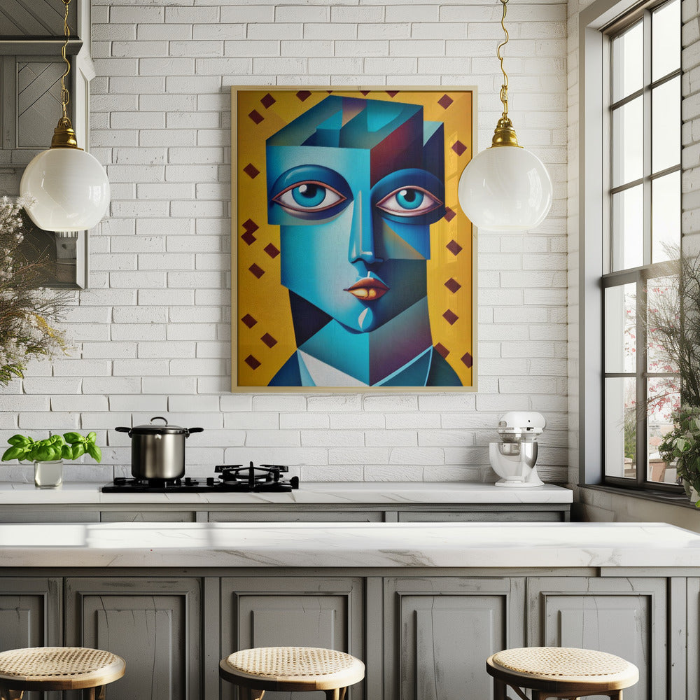 Cubist Abstract Face Poster