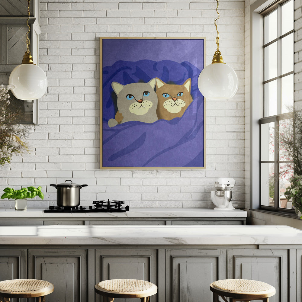 Cats in Bed Poster