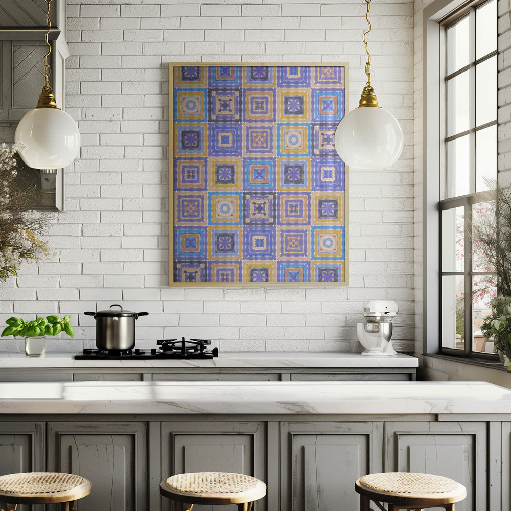 Colorful digital grandma squares IV Poster