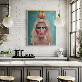 Woman With Peach Poster