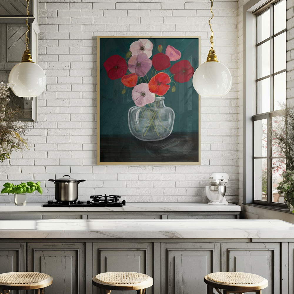 Vase with poppys Poster