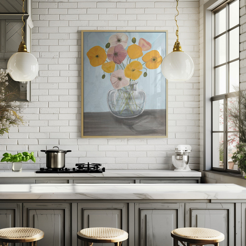 Vase with poppys Poster