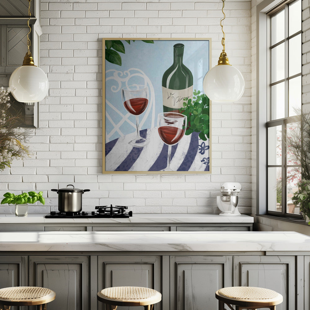 Red wine under the tree Poster