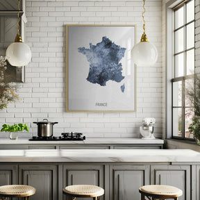 France Watercolor Map Poster