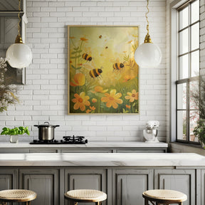 Bees and Flowers Poster