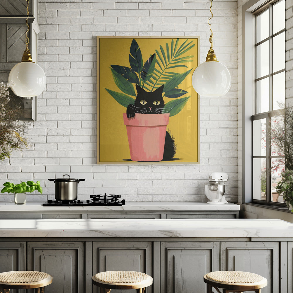 Cat In the Plant Poster