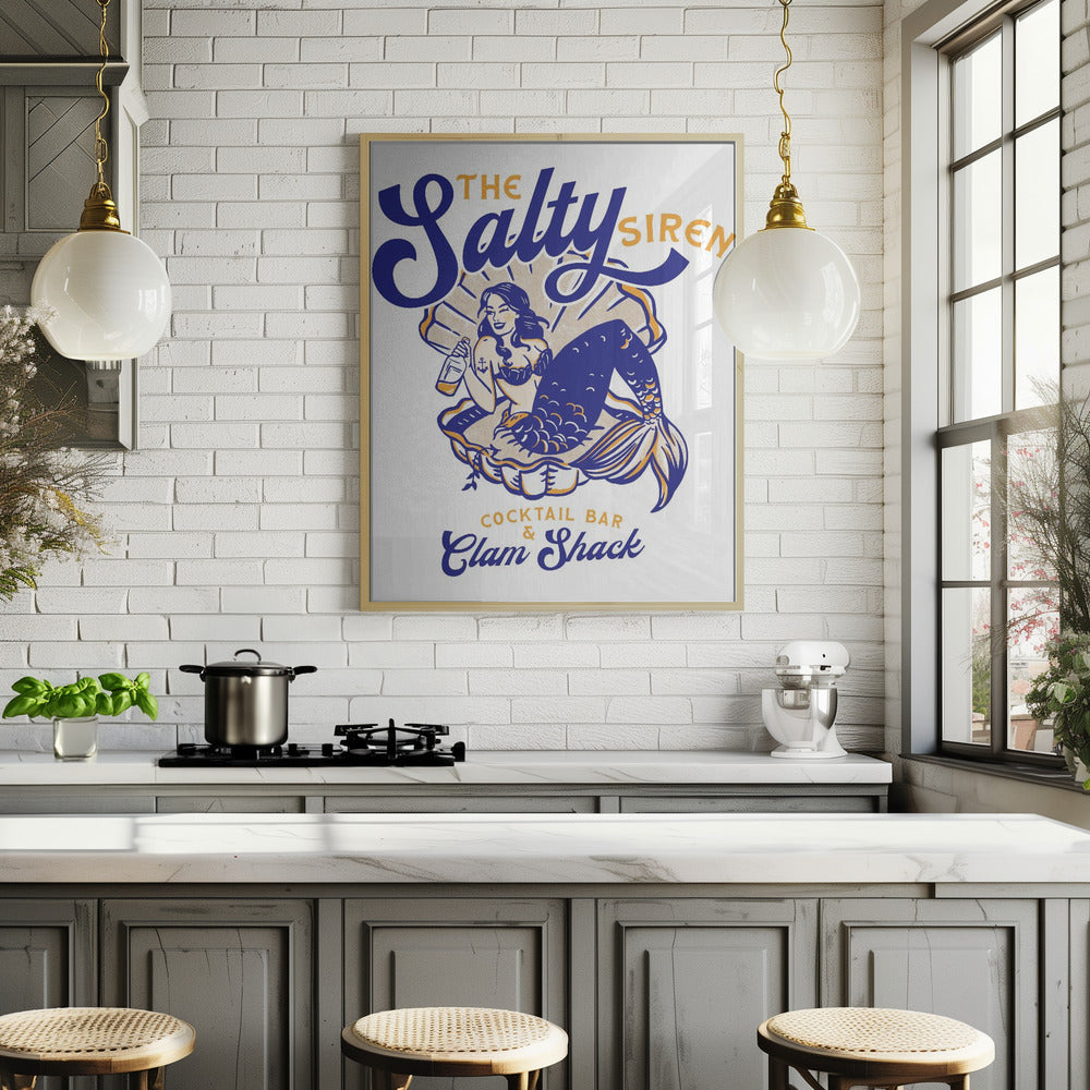 Salty Siren Cocktail Bar &amp; Clam Shack Mermaid Poster