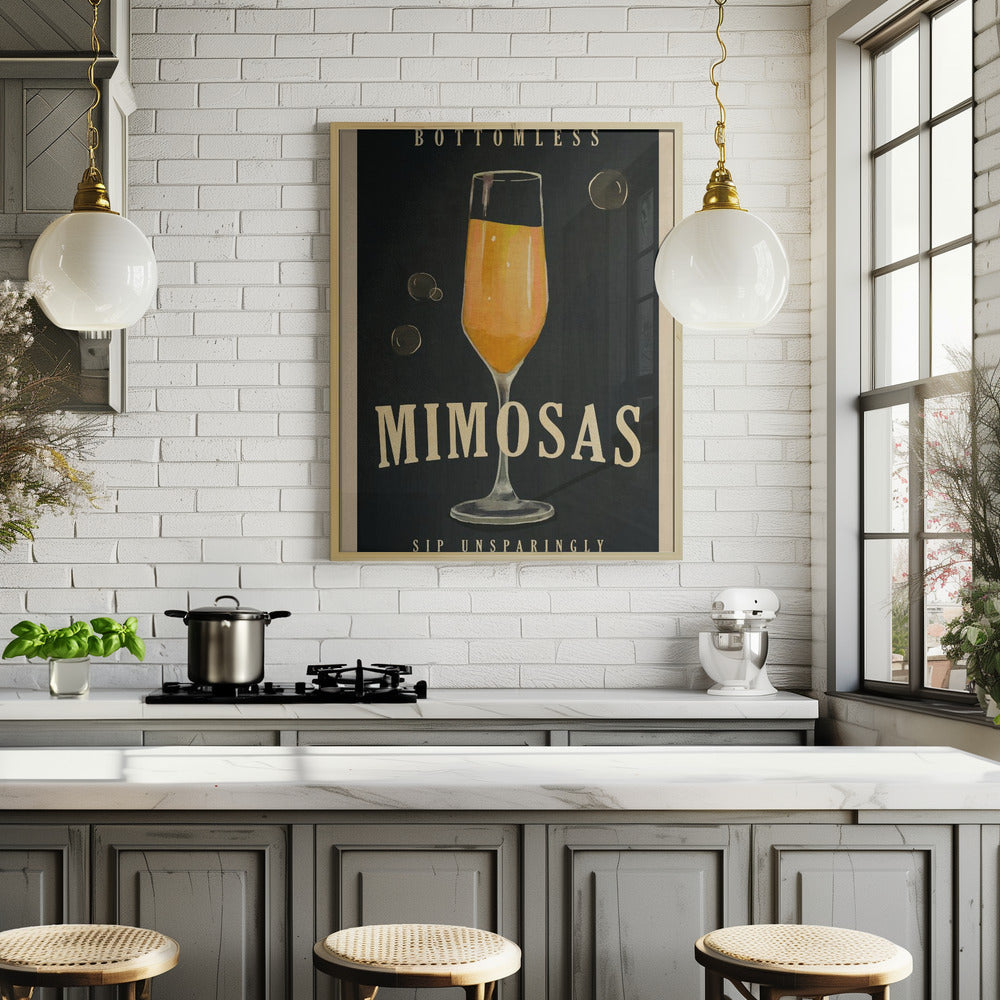 Bottomless Mimosas Art Deco Cocktail Bar Art Poster