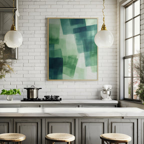 Green Squares Poster