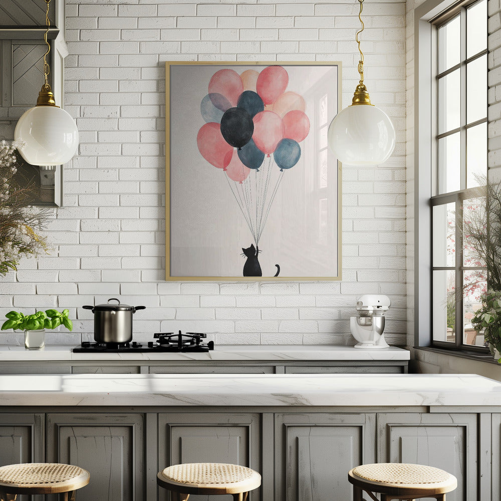 The Cat and the Balloons Poster