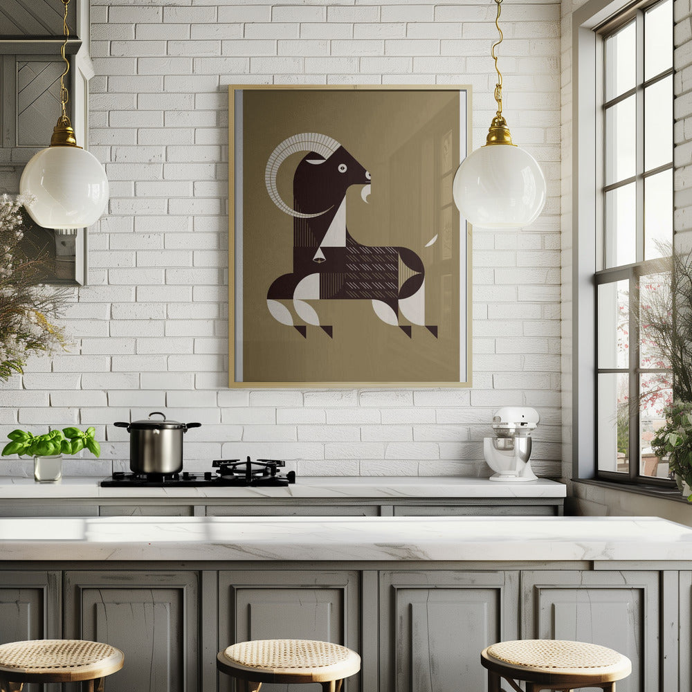 Golden Animals - Kri Kri Goat (Gold) Poster