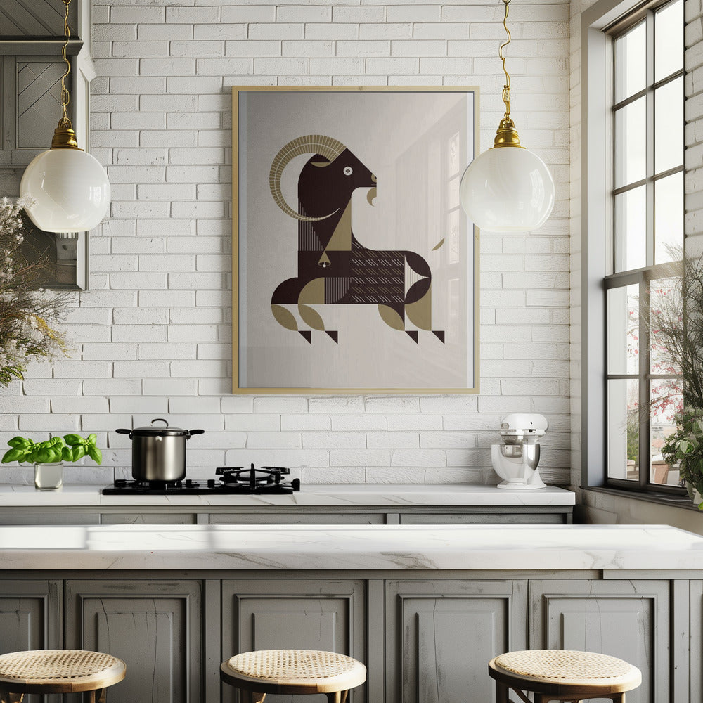 Golden Animals - Kri Kri Goat (White) Poster