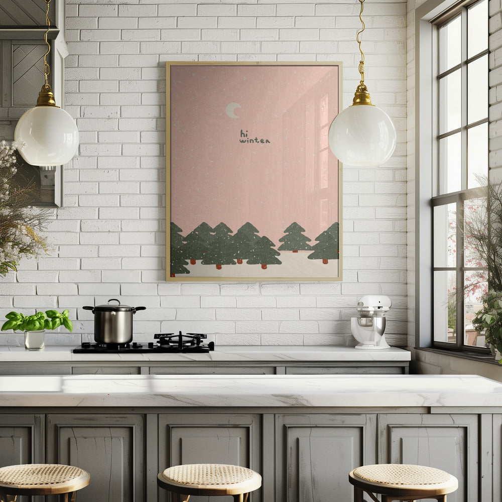 Magical snowfall in the forest. Hello winter Poster