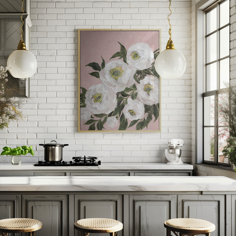 Evadne peonies in pink Poster