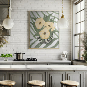 Yellow poppies in vase Poster