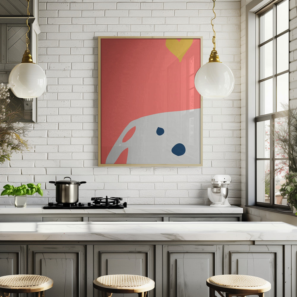 Cute Dog Coral Poster